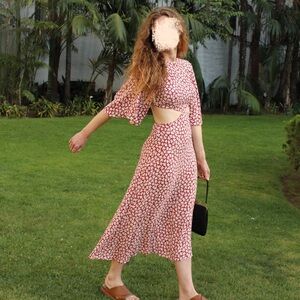 Reformation Red Floral Benny Dress